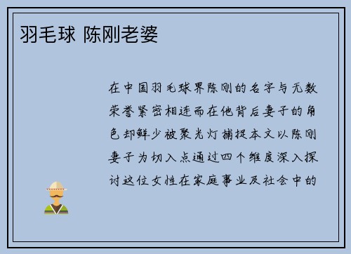 羽毛球 陈刚老婆