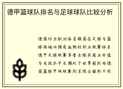 德甲篮球队排名与足球球队比较分析